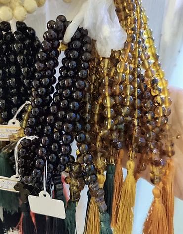 təsbeh daşları: Təsbeh dəsti – iri ölçülü krem rəngli muncuqlarla - Material: Təbii — 9