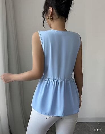 yay paltarı: Ölçü S/M Zərif dizaynlı qadın bluzası - Rəng: açıq mavi (pastel ton) — 3