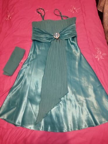 узбекское платье со штанами: Ziyafət donu.42razmer.Firuzeyi rəng.Neftçiler metrosuna çatdirilma — 2