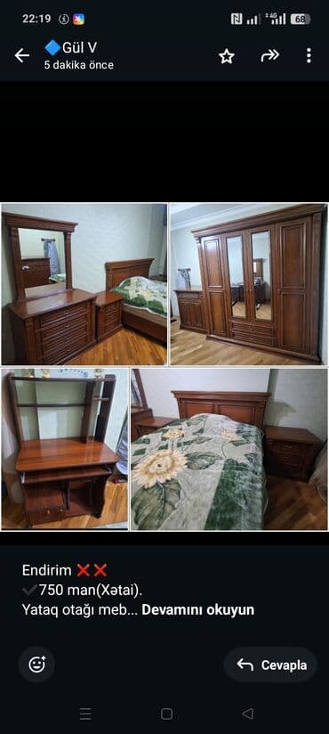 столы из натурального дерева: Endirim ❌❌ ✔️750 man(Xətai). Yataq otağı mebeli. Təmiz taxta. Heç — 1