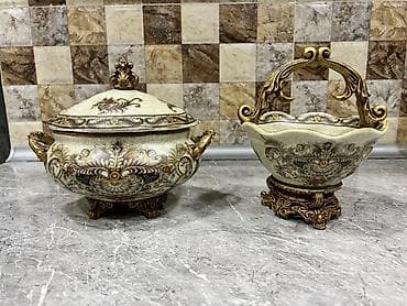 taxt aliram: Klassik üslubda bəzədilmiş 2 hissəli dekorativ dəst Qapaqlı və səbət — 4