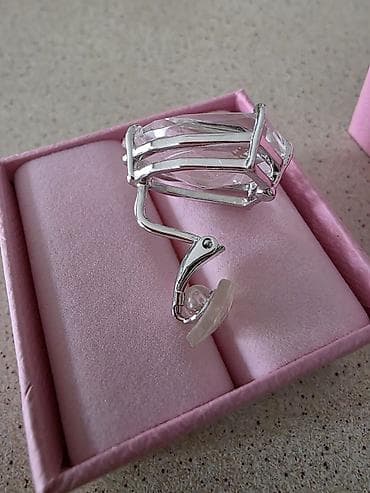 Qol saatları və aksesuarlar: Böyük kristal daşlı klips sırğa - Növ: klips (qulaq deşmədən — 3