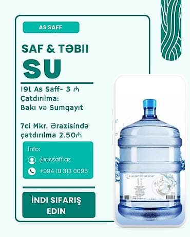 AS SAFF – Saf və təbii su - Həcm: 19 litr - Brend: As Saff - Qiymət