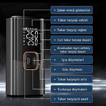 Aksesuarlar və tüninq: Akkumulyatorlu portativ hava kompressoru – çoxfunksiyalı, rəqəmsal — 2