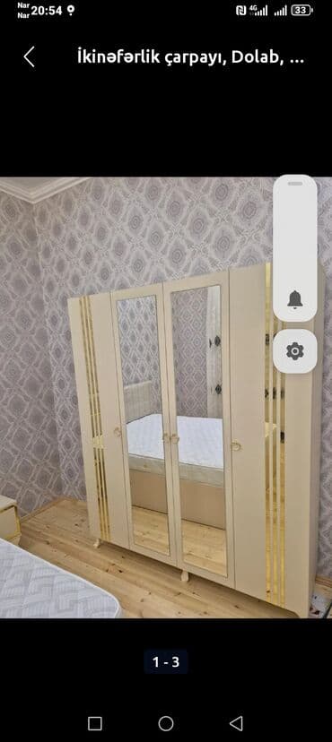 Yeni, Açılan, 4 qapılı Düz dolab, Qarderob, paltar dolabı, Azərbaycan