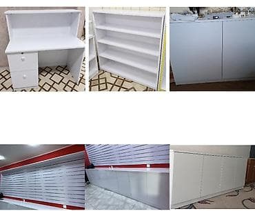Ağ rəngdə mağaza/ofis mebel dəsti Tərkib: - Vitrin-komod: yuxarı