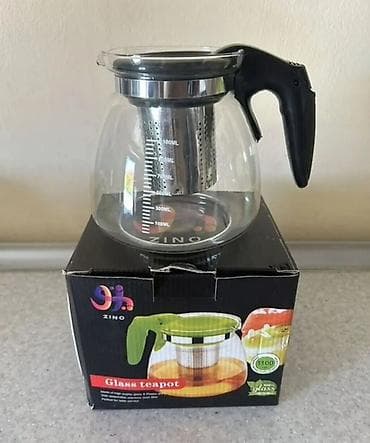 cay: Mətbəx üçün şüşə qablar dəsti - Şüşə çaydan: 1100 ml həcm — 5