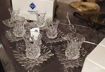 Çay dəsti, rəng - Ağ, Xrustal, Bohemia, Çexiya — 4