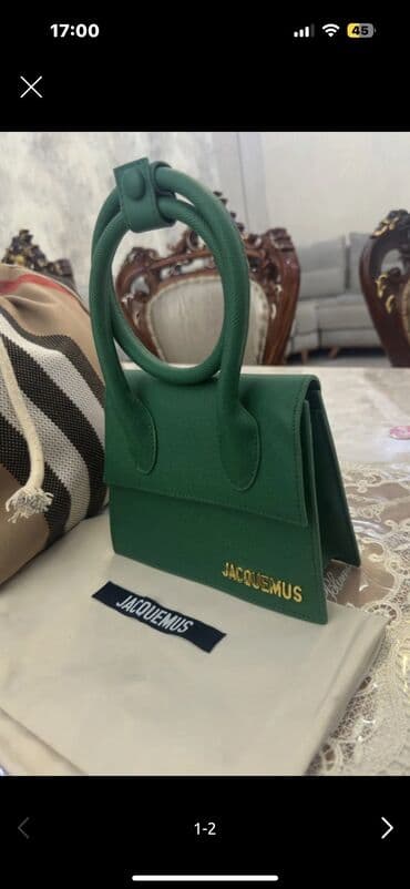 krasofka qiz ucun: 220❌150✅Jacquemus brendi tərəfindən istehsal olunan bu yaşıl qadın əl — 2