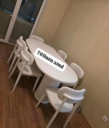 Mətbəx üçün, Yeni, Açılmayan, Oval masa, 6 stul