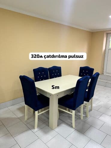 metbex stol stulları qiymetleri: Qonaq otağı üçün, Açılmayan, Dördbucaq masa, 6 stul — 1