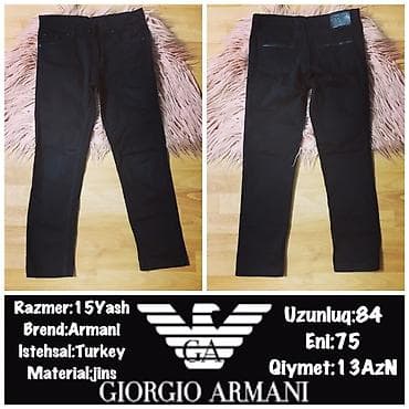 Праздничные костюмы: Brend:Giorgio Armani Yash:15 Istehsal:Turkey Material:jins Uzunluq:84 — 1