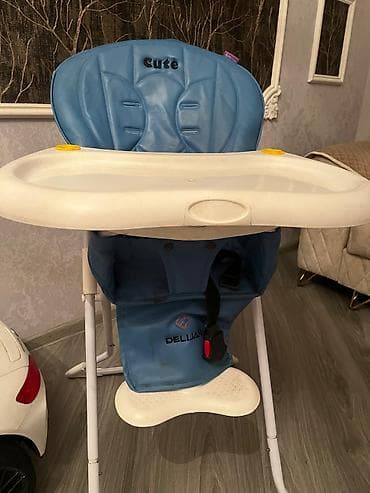 стул для кормления: Uşaq yemək stulu – DELIJAN “Cute” modeli. - Rəng: mavi oturacaq, ağ — 2