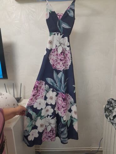 qadın ucun donlar: Məhsul: Qadın maxi don - Rəng: Tünd göy fon - Naxış: Böyük çiçək — 1