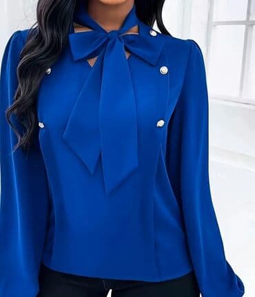 dəbli qadın geyimləri: Qadın bluzası – zərif bantlı model — 3