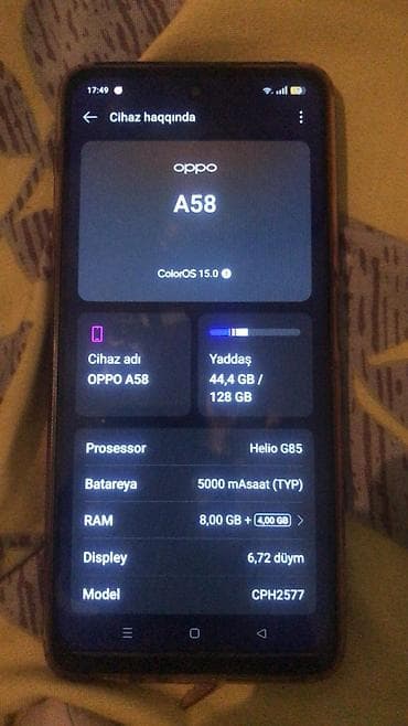 telefon honor x9b: Oppo A58 4G, 128 GB, rəng - Qara, Barmaq izi — 3