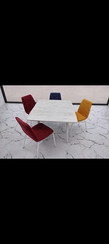 transfer masa: Mətbəx üçün, İşlənmiş, Dördbucaq masa, 4 stul — 1