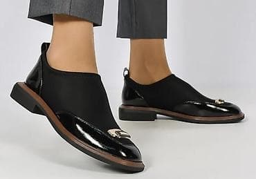 Ботинки и ботильоны: Qadınlar üçün italyan dizaynlı loafer ayaqqabılar Ölçü 38 - Rəng: qara — 1