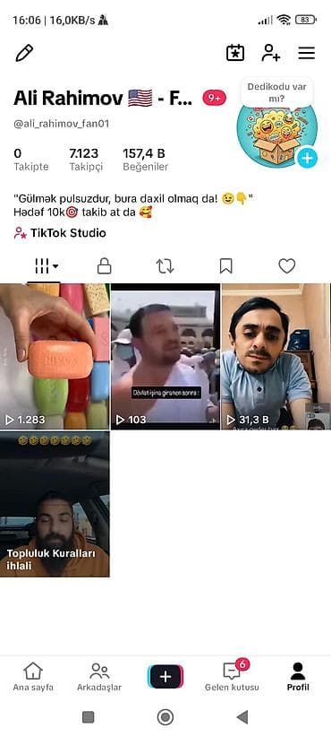 Xidmət: Əyləncə və məzəli kontent paylaşımı üçün TikTok profili Hesab
