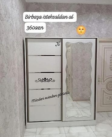 Yeni, 2 qapılı, Güzgülü, Ağ, Digər material, Kupe, Düz dolab