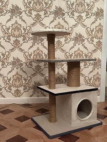 Yuvalar: Pişik üçün çoxmərtəbəli oyun və dırmaşma kompleksi - 3 səviyyəli — 4