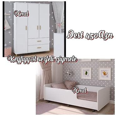 Uşaq otağı üçün mebel dəsti Tərkibi: - 3 qapılı şkaf: yan hissələrdə