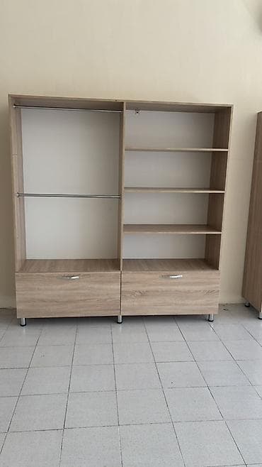 ucuz kuxna skafi: Açıq qarderob sistemi – 2 modullu - Material: ağac teksturalı — 1