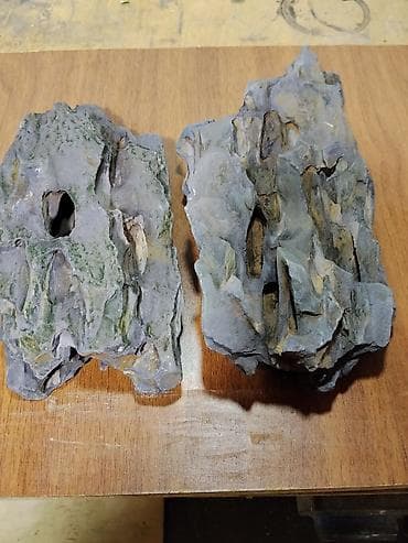 Akvarium aksessuar və ləvazimatları: Akvaryum dekoru üçün təbii daş dəsti - 2 ədəd təbii, çoxlaylı — 3