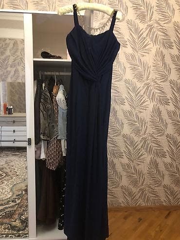 aşpaz forması: Tünd göy rəngdə uzun ziyafət/libas - Model: nazik çiyin qayışlı — 2