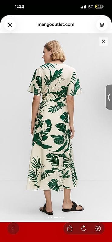 MANGO Tropical Print Wrap Dress – firfırlı, çarpaz bağlamalı midi don — 6