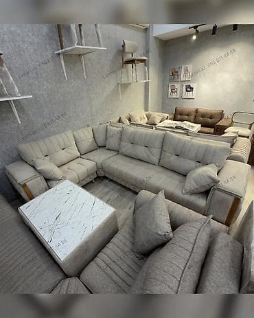 Künc Divan Xüsusiyyətlər: - Ölçü: 300 × 200 sm - Modullu L‑şəkilli