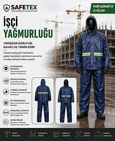 Üst geyimləri: Safetex işçi yağmurluğu Su keçirməz, rahat və etibarlı qorunma üçün — 5