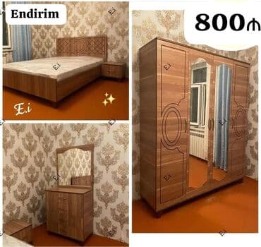 Yataq otağı mebel dəsti Tərkibi: - İkineferlik çarpayı (başlıqda