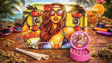 Rəngarəng “beach” temalı aksesuar dəsti: - Ölçülü metal/tray: Parlaq