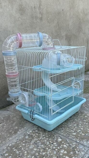 большая клетка для грызунов: Hamster üçün çoxmərtəbəli qəfəs və oyun komplekti - Rəng: açıq mavi — 3