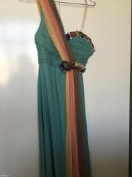 винтажные платья: Вечерние платья. Одно нежно-бирюзовое, другое-тигровое. Размер s — 2