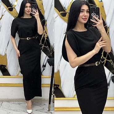 bel çanta: Zərif maxi don – kəmərli model - Uzunluq: maxi, düz kəsim - Yaxa — 2