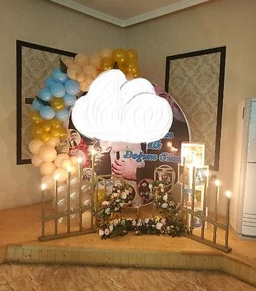 Dekorasiya - Dairəvi fon konstruksiyası: ağ parça və ya çap olunmuş — 2