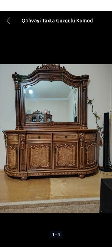 Косметика: Məhsul: Dəbdəbəli taxta güzgülü komod + digər ev əşyaları - Qəhvəyi — 3