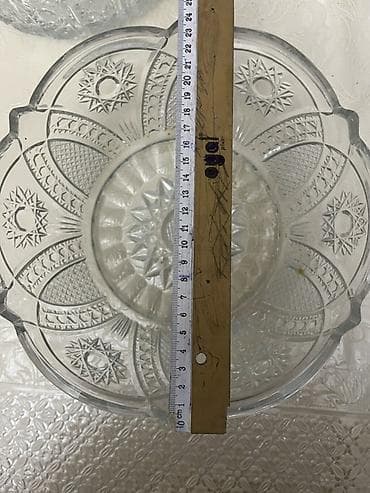 xrustal stəkan ölçüsü: Şüşə salat/qəlyanaltı qabı – kəsim naxışlı - Material: qalın, şəffaf — 3