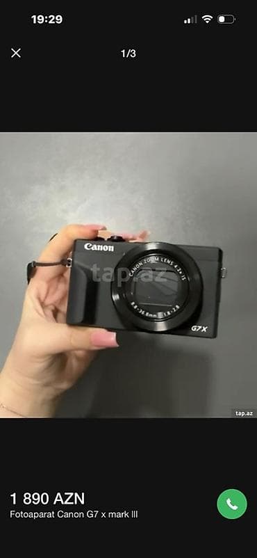 Canon PowerShot G7 X Mark III fotoaparatı - 20.1 MP 1.0” CMOS sensor lalafo.az -da Canon PowerShot G7 X Mark III fotoaparatı - 20.1 MP 1.0” CMOS sensor