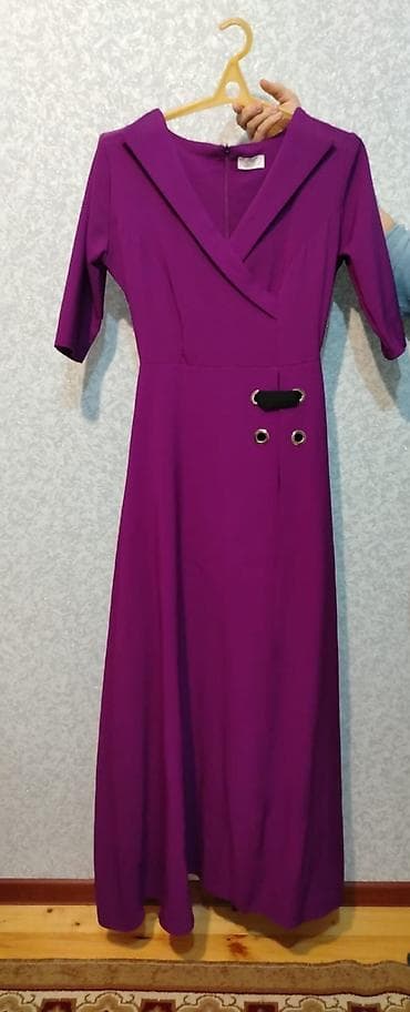 libas: Bənövşəyi rəngli uzun qadın donu - Stil: Maxi, A-kəsim — 2