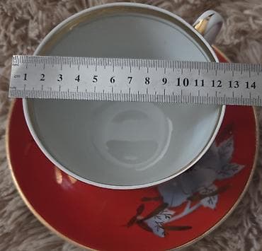 qədimi serviz: Çay dəsti, rəng - Narıncı, Farfor — 3