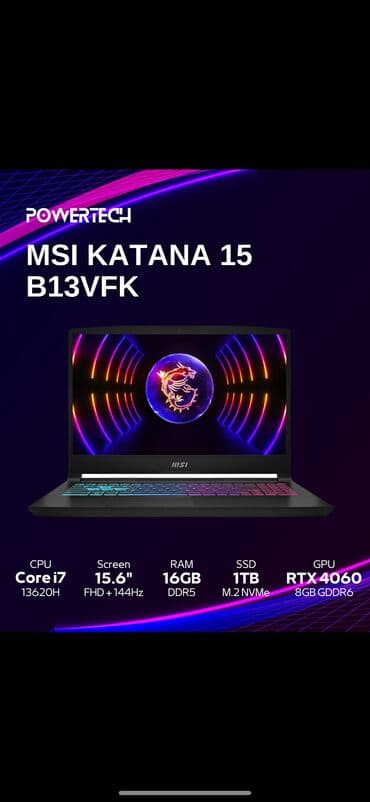 msi katana: Yeni MSI, 15.6 ", Intel Core i7, 1 TB, Ünvandan götürmə — 1