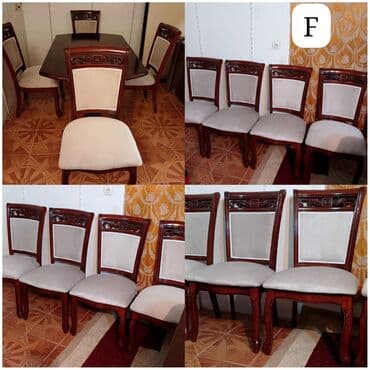 stol stul sumqayıt: Qonaq otağı üçün, İşlənmiş, Kvadrat masa, 4 stul — 1