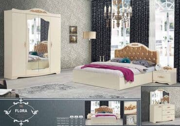 бу мебель в баку: Двуспальная кровать, 2 тумбы, Турция, Новый — 1