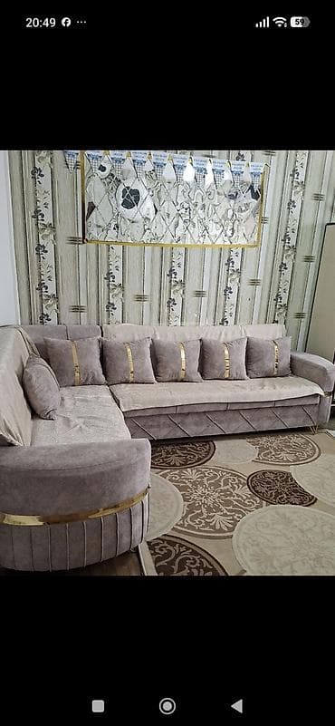 Künc divan dəsti - Dizayn: L formalı künc divan; yumru bucaqlı modul