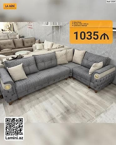 oturaca: Künc divan – La Mini - Ölçü: 300 x 200 sm - Rəng: Boz (neytral ton) — 1