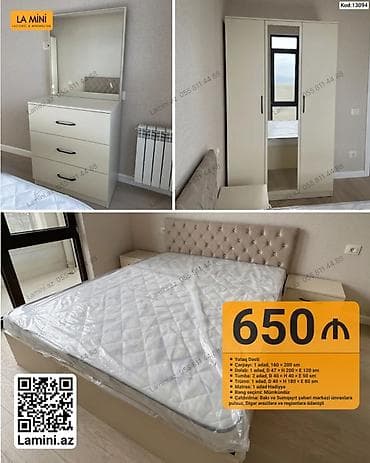 Yataq Dəsti – Kod: 13094 Komplektə daxildir: - Çarpayı: 1 ədəd, 160 × — 1
