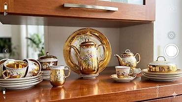 mis caydan: Çay dəsti, rəng - Qızılı, Farfor, 6 nəfərlik, Almaniya — 1